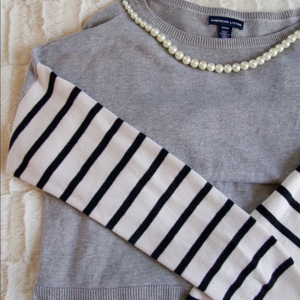Striped sleeve Sweater